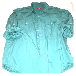 Izod Green Button Down. Size Large Button sleeves